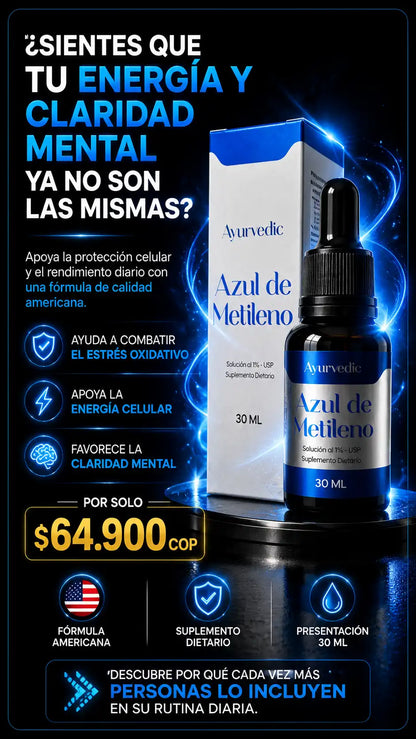 🔵 Azul de Metileno 1% USP 30 ml | Apoyo para el Bienestar Celular