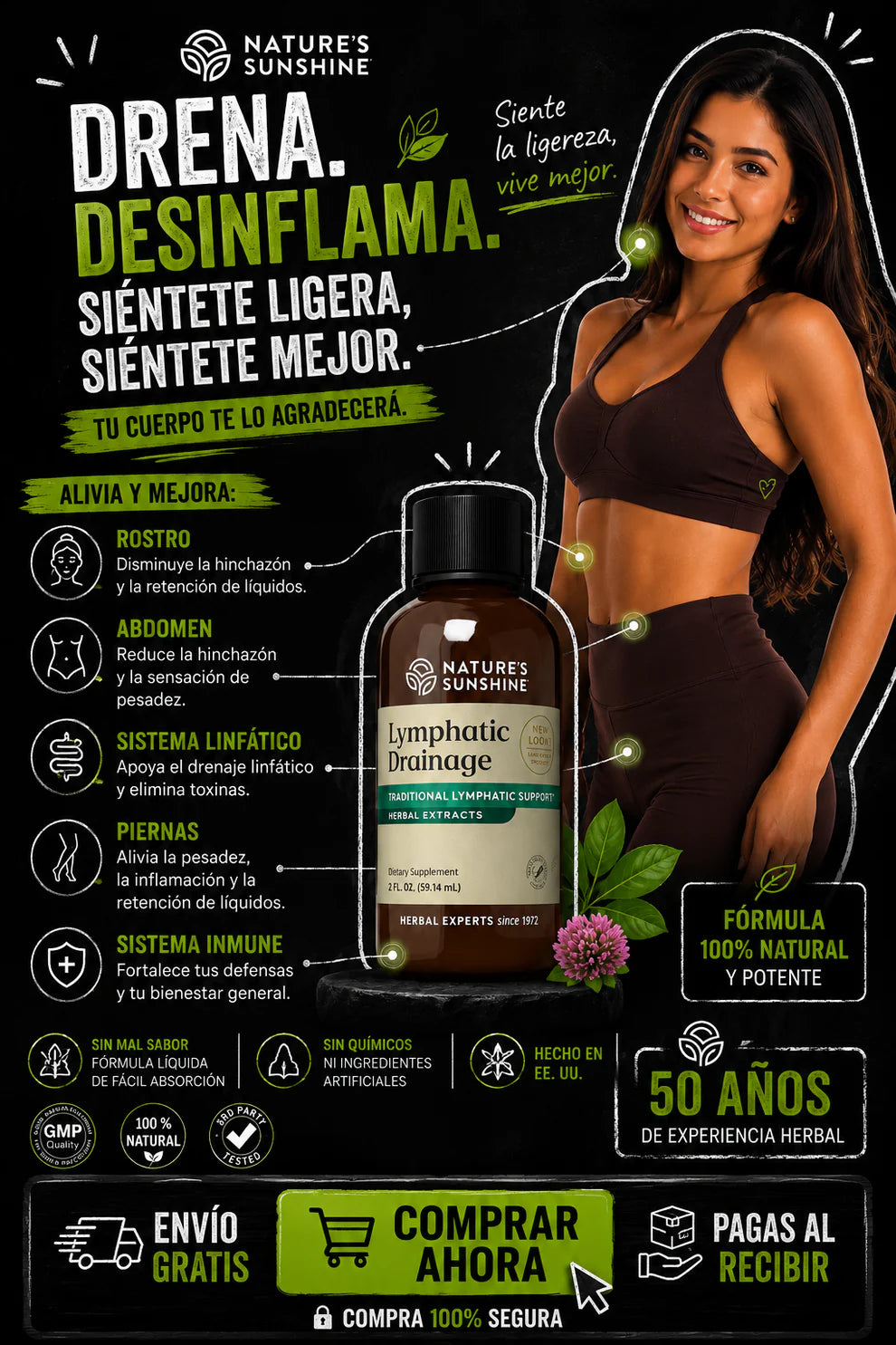 🌿 Nature’s Sunshine Drenaje Linfático Herbal Líquido 🌿