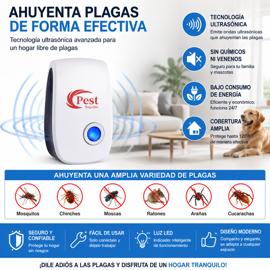 🏠🚫 ¡Despídete de las Plagas y Recupera la Tranquilidad Con Este Repelente Ultrasónico.